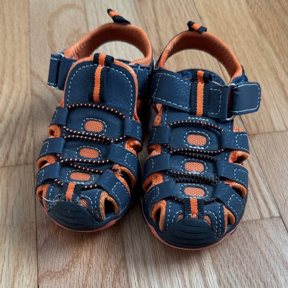 Toddler Navy and Orange Sandals (size 8)